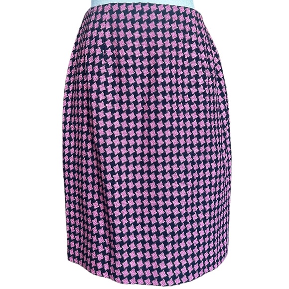 NWT Vintage Ann Taylor Pink & Navy Wool Blend Tweed Pencil Skirt Sz 10 - Picture 2 of 7